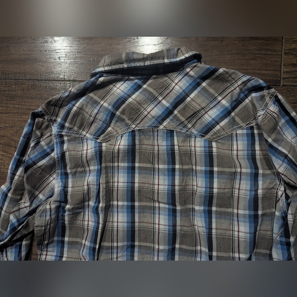 GPH Supply Co. #1 Mens Western Plaid Shirt Roll Tab Sleeves Pearl Snaps Medium - Picture 14 of 15